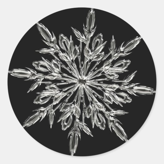 Sticker Rond Single Ice Crystal on Black (Devant)