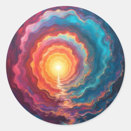 Sticker Rond Singularité chromatique – Abstrait (Devant)