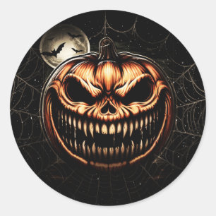Sticker Rond Sinister Jack-O-Lantern Parti Citrouille d'Hallowe