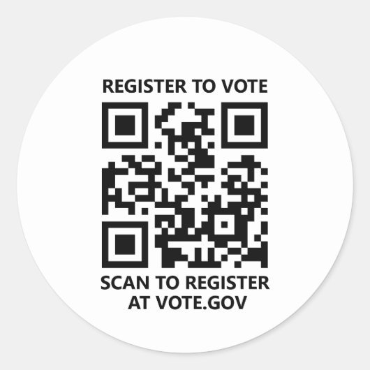 Sticker Rond S'inscrire pour voter scanner QR Code personnalisé (Devant)