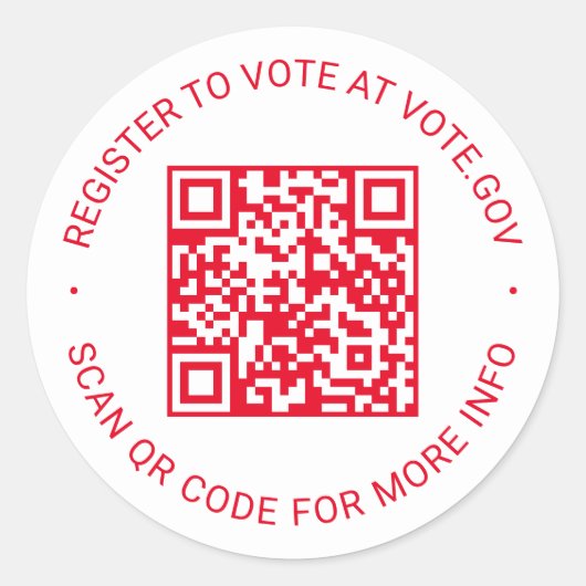 Sticker Rond S'inscrire pour voter scanner QR Code rouge et bla (Devant)