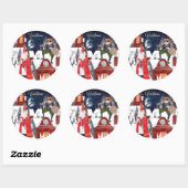 Sticker Rond Sinterklaas et Piet sur les toits d'Amsterdam (Feuille)
