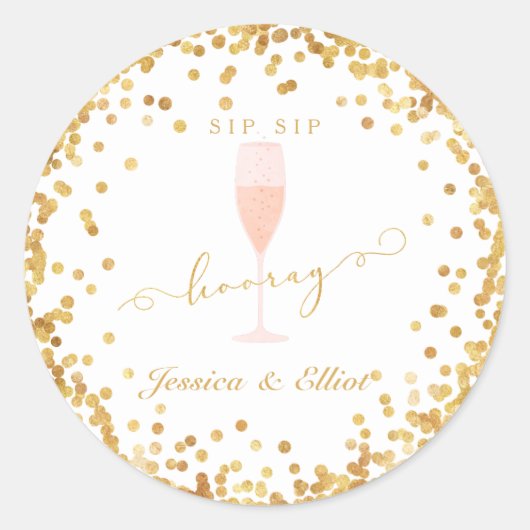 Sticker Rond Sip Sip Hooray Bachelorette Fiançailles Brunch (Devant)