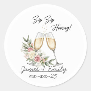 Sticker Rond Sip Sip Hourra ! Célébration de mariage personnali