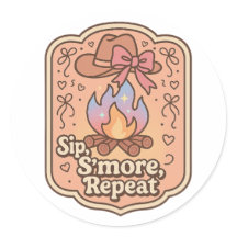 Sip, S'more, Repeat - Retro Camp Badge