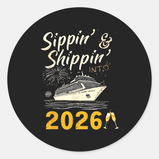 Sticker Rond Sipn’ & Shipn’ Into 2026 Cruise Party, Happy N (Devant)