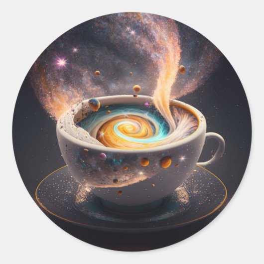 Sticker Rond Sips cosmiques : Voyage céleste à travers la Galax (Devant)