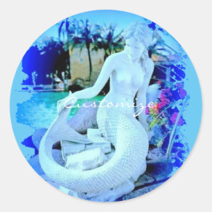 Sticker Rond Sirène blanche assise Thunder_Cove