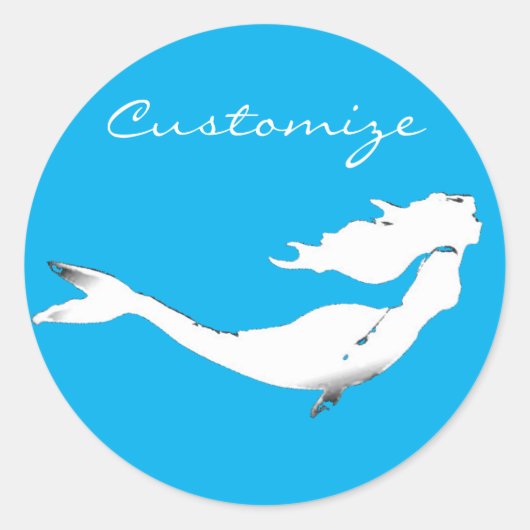 Sticker Rond Sirène blanche sous-marine nage Thunder_Cove (Devant)