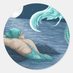 Sticker Rond Sirène dans le moonlite