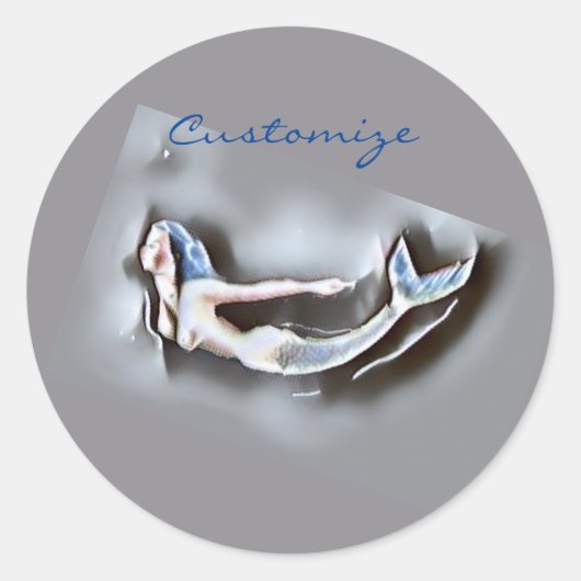 Sticker Rond Sirène de natation Thunder-Cove Grey (Devant)