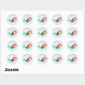 Sticker Rond Sirène de Noël rose Turquoise (Feuille)