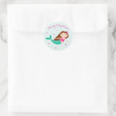 Sticker Rond Sirène de Noël rose Turquoise (Sac)