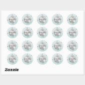 Sticker Rond Sirène de Parties scintillant en argent Mint Blue (Feuille)