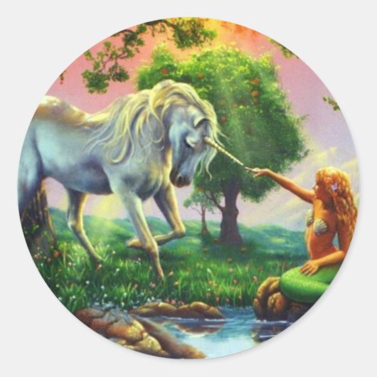 Sticker Rond sirène & licorne (Devant)