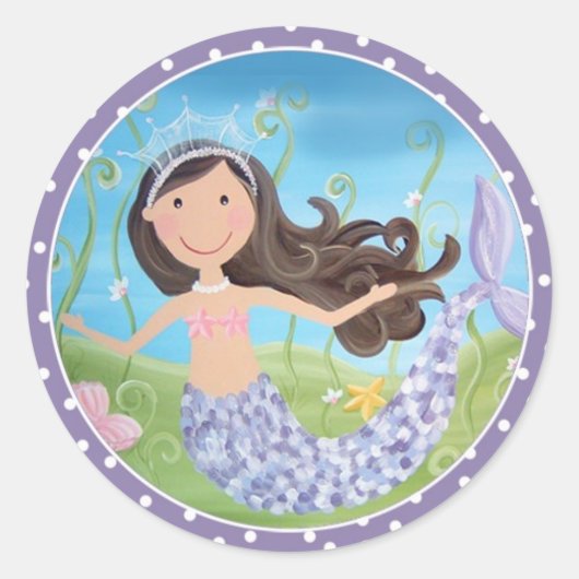 Sticker Rond Sirène pourpre - (autocollant fixe) (Devant)