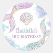 Sticker Rond Sirène sous la mer 3e anniversaire (Devant)