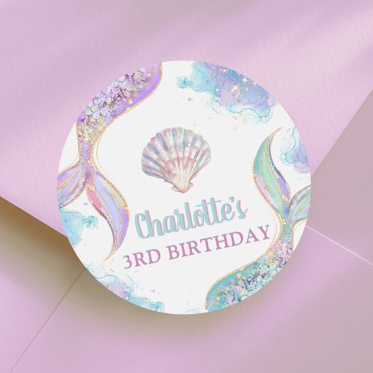 Sticker Rond Sirène sous la mer 3e anniversaire