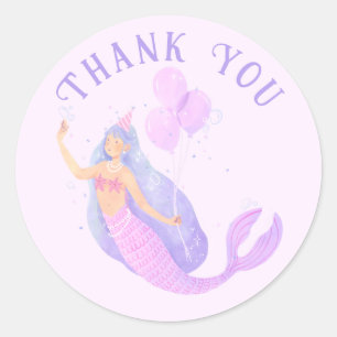 Sticker Rond Sirène sous la mer Anniversaire Fille âge Faveur