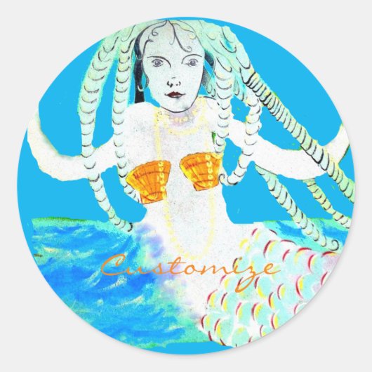 Sticker Rond Sirènes avec Dreadlocks Thunder_Cove (Devant)