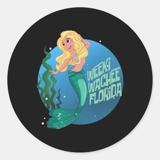 Sticker Rond Sirènes De Weeki Wachee Floride (Devant)