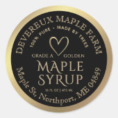 Sticker Rond Sirop d'érable 100% pur fabriqué par des arbres Co (Devant)