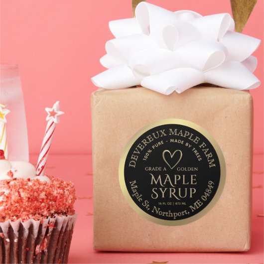 Sticker Rond Sirop d'érable 100% pur fabriqué par des arbres Co (Fête)