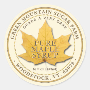 Sticker Rond Sirop d'érable à feuille jaune
