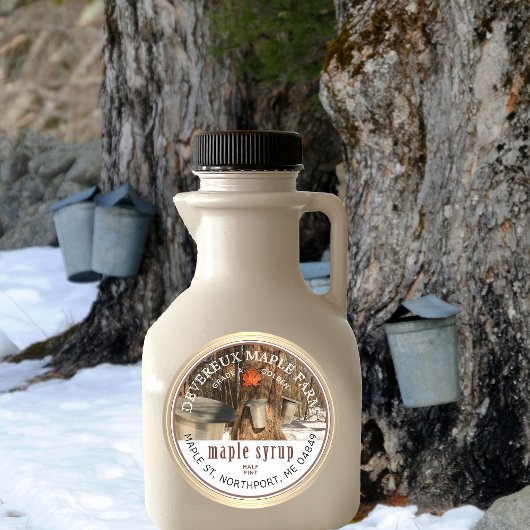 Sticker Rond Sirop d'érable Arbres à carreaux Feuille d'érable 