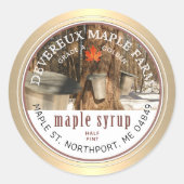 Sticker Rond Sirop d'érable Arbres à carreaux Feuille d'érable  (Devant)