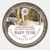 Sticker Rond Sirop d'érable Bois d'orignal Bouche de feuille d' (Devant)