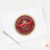 Sticker Rond Sirop d'érable Bois Fierté Bannière rouge Feuille (Enveloppe)