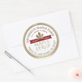 Sticker Rond Sirop d'érable Bois Fierté Bannière rouge Feuille  (Enveloppe)