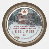Sticker Rond Sirop d'érable Bois seau d'ours Maple Leaf (Devant)