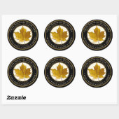 Sticker Rond Sirop d'érable Feuille d'érable jaune Bordure poin (Feuille)