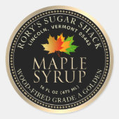 Sticker Rond Sirop d'érable Feuille sucre Bordure or (Devant)