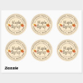Sticker Rond Sirop d'érable Feuilles d'érable d'automne avec fr (Feuille)