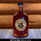 Sticker Rond Sirop d'Érable Kraft Noir Feuille Buffle à Carreau