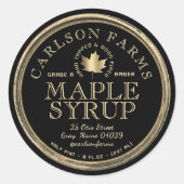 Sticker Rond Sirop d'érable modifiable Fancy Border Noir et or (Devant)