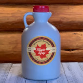 Sticker Rond Sirop d'Érable Rouge Feuille Kraft Buffalo Carreau