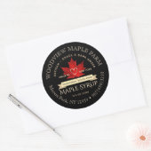 Sticker Rond Sirop d'érable traditionnel au bois avec feuille r (Enveloppe)