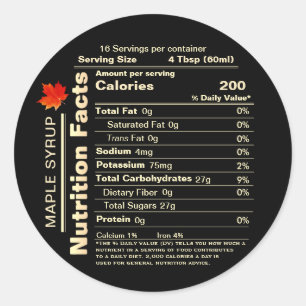 Sticker Rond Sirop d'érable Valeur nutritive Feuille d'érable a
