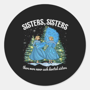 Sticker Rond Sisters Film Noël Blanc 1954 Xmas Neige Vacances