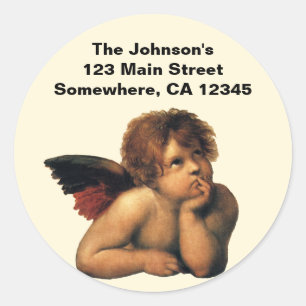 Sticker Rond Sistine Madonna, Angels détail par Raphael Sanzio
