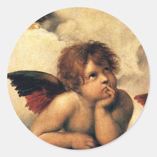 Sticker Rond Sistine Madonna Angels par Raphael Sanzio (Devant)