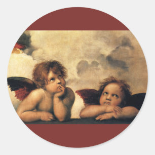 Sticker Rond Sistine Madonna Angels par Raphael Sanzio