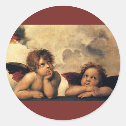 Sticker Rond Sistine Madonna Angels par Raphael Sanzio (Devant)