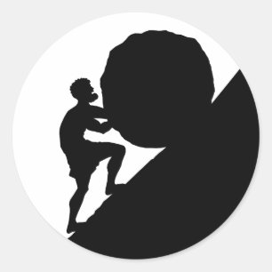 Sticker Rond Sisyphe et Rocher, Mythologie Grecque