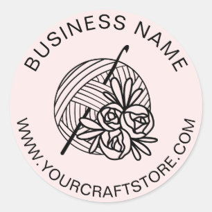 Sticker Rond Site Crochet Crochet Nom commercial personnalisé