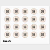 Sticker Rond Site mariage QR code détails rsvp beige (Feuille)